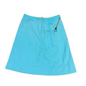 Vintage Gordon of Philadelphia Turquoise Blue Front Zip A-Line Mini Skirt 14